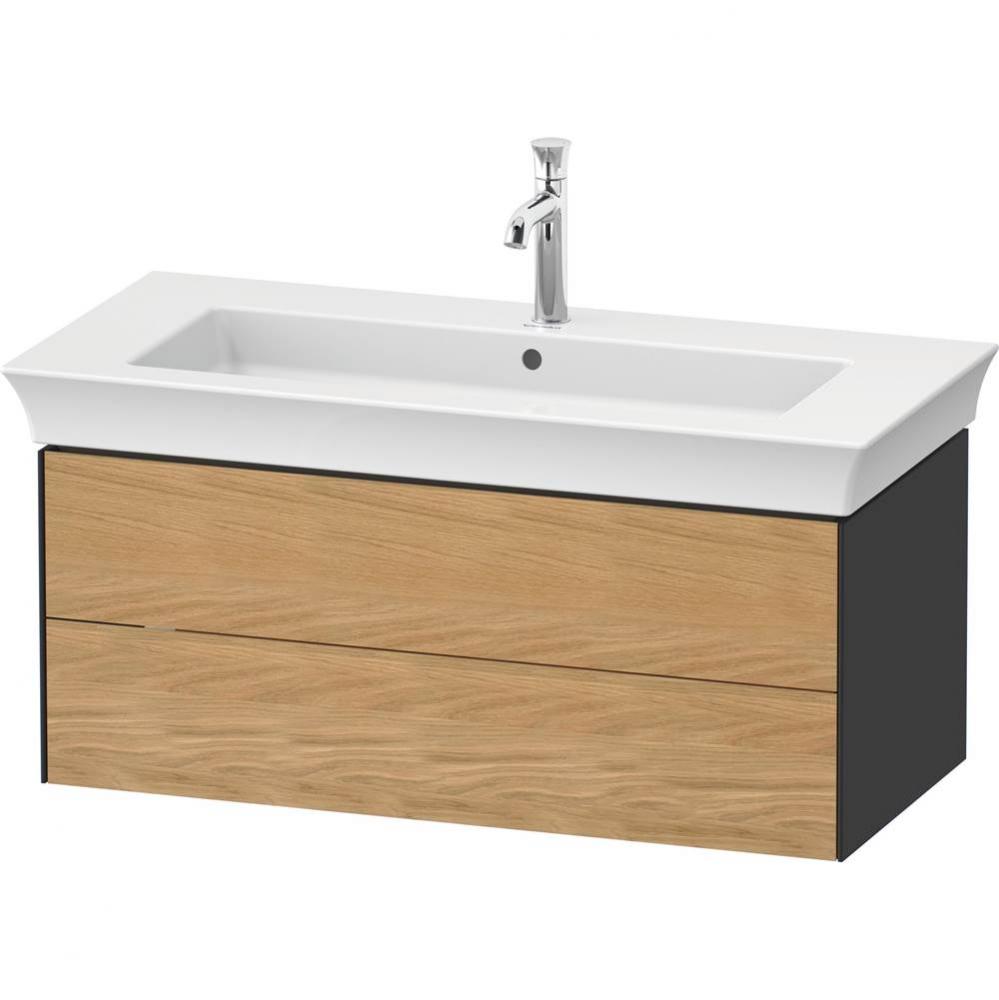 White Tulip Wall-Mounted Vanity Unit Natural Oak Solid/Graphite High Gloss