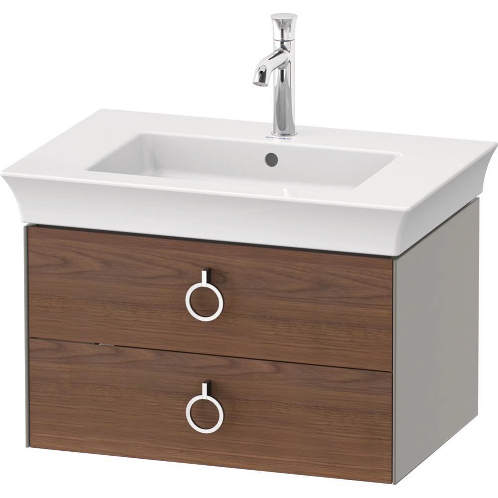 White Tulip Wall-Mounted Vanity Unit American Walnut Solid/Stone Gray Satin Matte