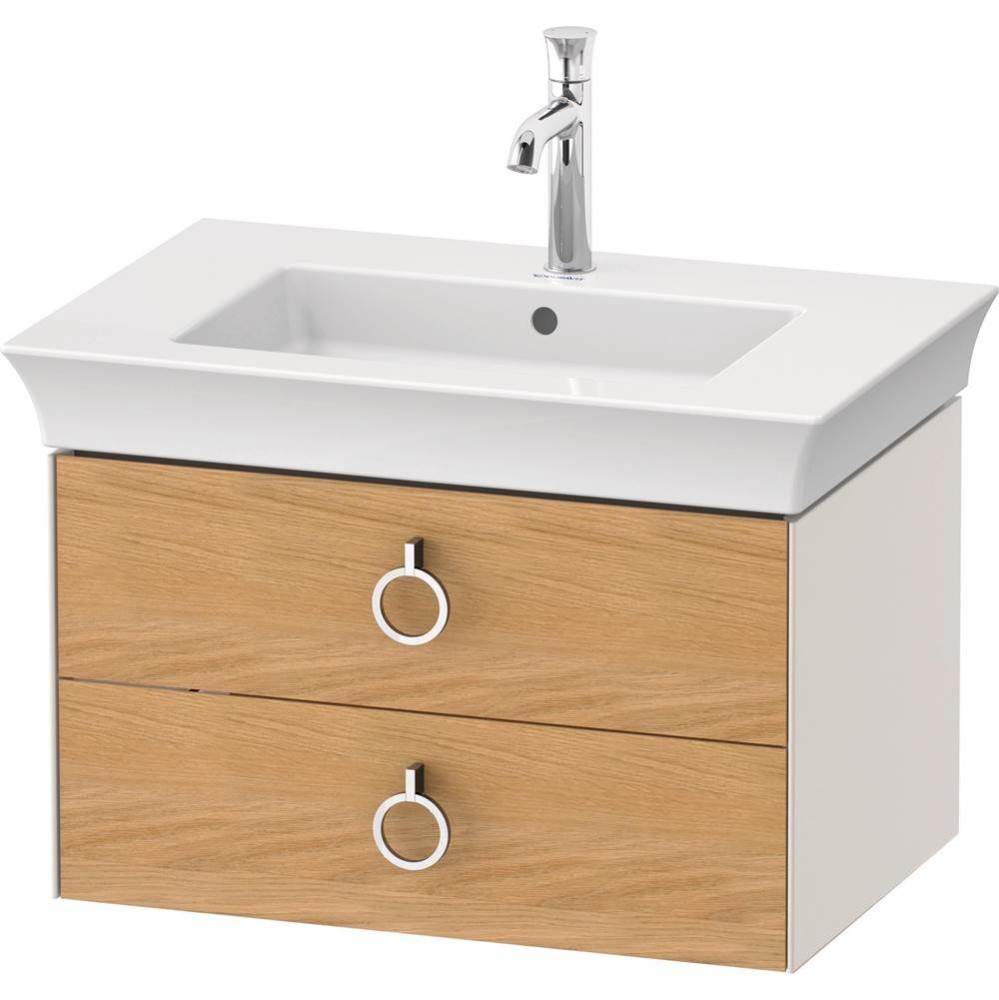 White Tulip Wall-Mounted Vanity Unit Natural Oak Solid/Nordic White Satin Matte