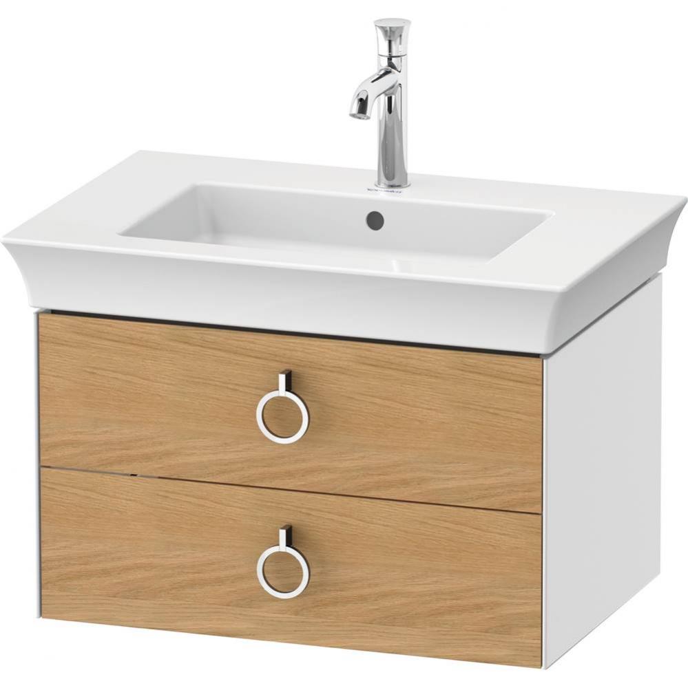 White Tulip Wall-Mounted Vanity Unit Natural Oak Solid/White High Gloss