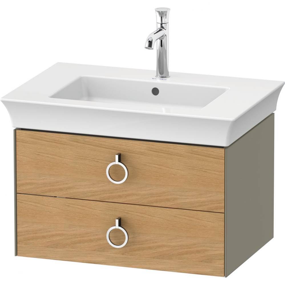 White Tulip Wall-Mounted Vanity Unit Natural Oak Solid/Stone Gray High Gloss