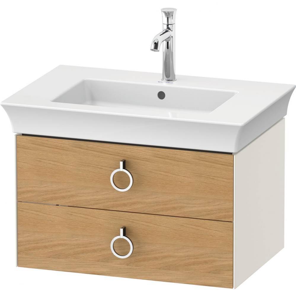 White Tulip Wall-Mounted Vanity Unit Natural Oak Solid/Nordic White High Gloss