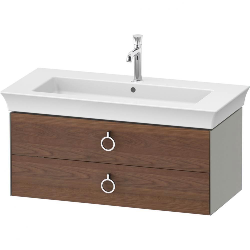 White Tulip Wall-Mounted Vanity Unit American Walnut Solid/Stone Gray Satin Matte