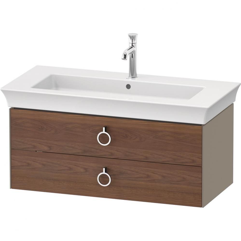 White Tulip Wall-Mounted Vanity Unit American Walnut Solid/Stone Gray High Gloss