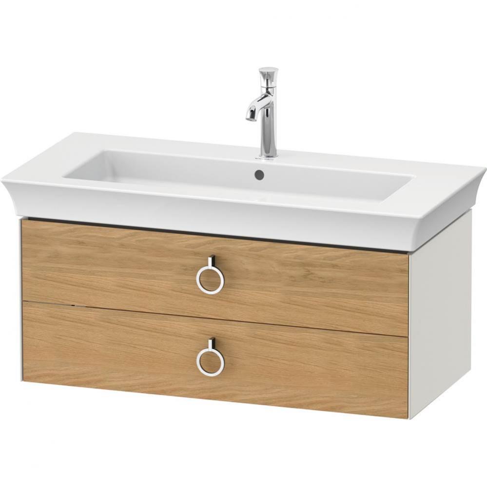 White Tulip Wall-Mounted Vanity Unit Natural Oak Solid/Nordic White Satin Matte