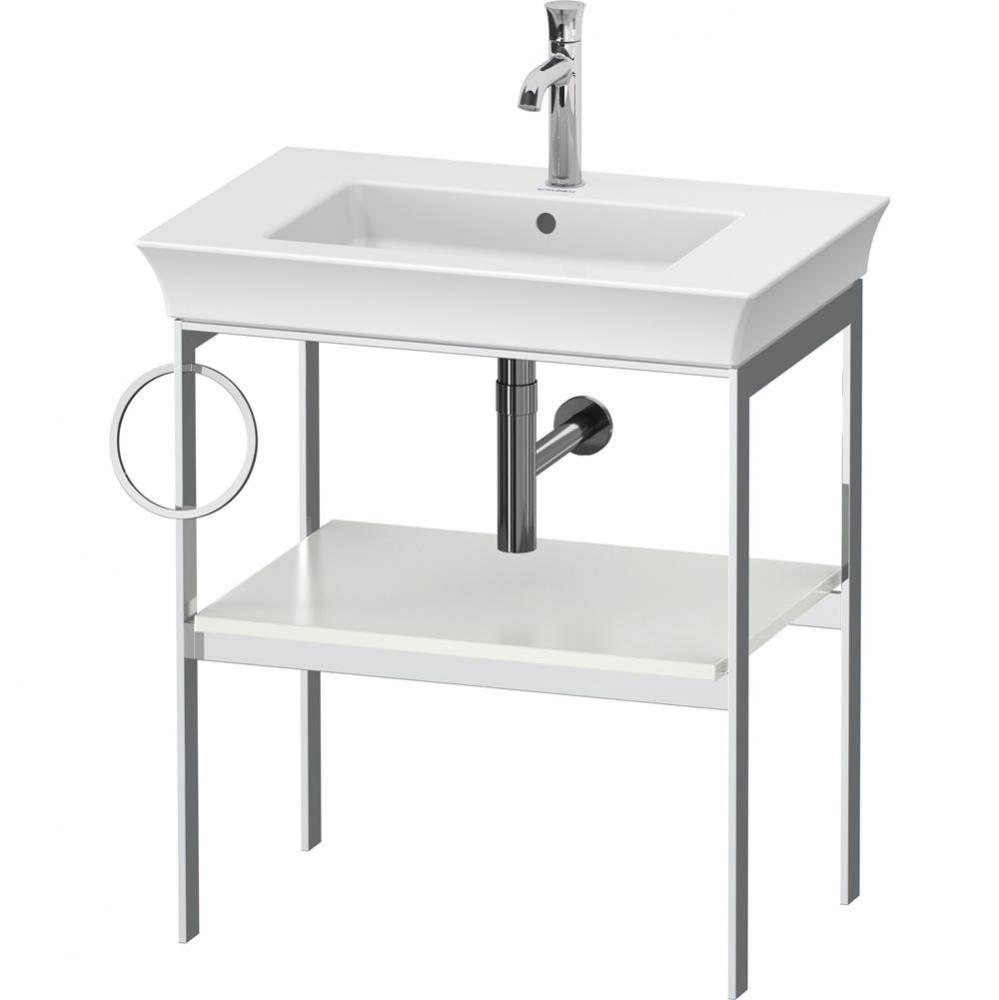 White Tulip Floorstanding Metal Console White Satin Matte