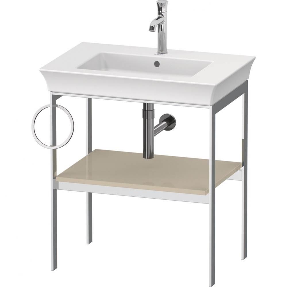 White Tulip Floorstanding Metal Console Taupe High Gloss