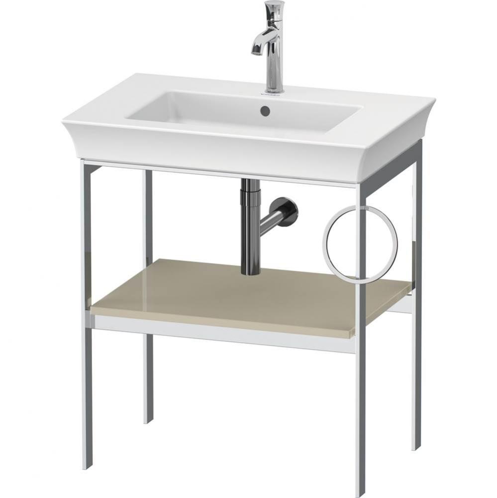 White Tulip Floorstanding Metal Console Taupe High Gloss