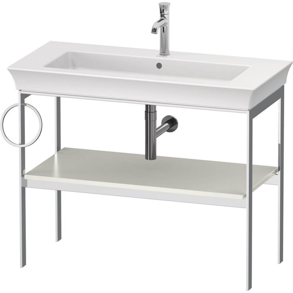 White Tulip Floorstanding Metal Console White Satin Matte