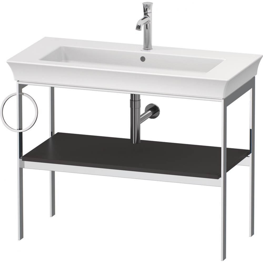 White Tulip Floorstanding Metal Console Graphite Satin Matte