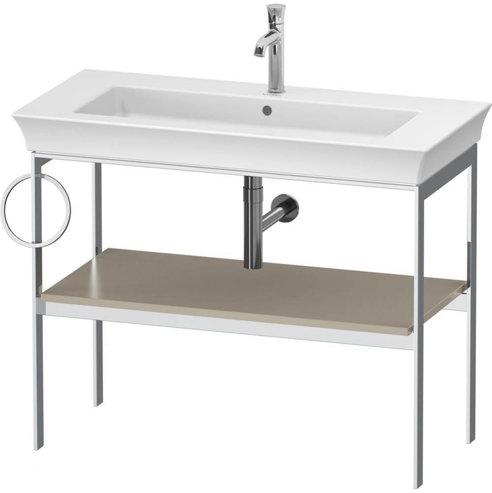 White Tulip Floorstanding Metal Console Taupe Satin Matte