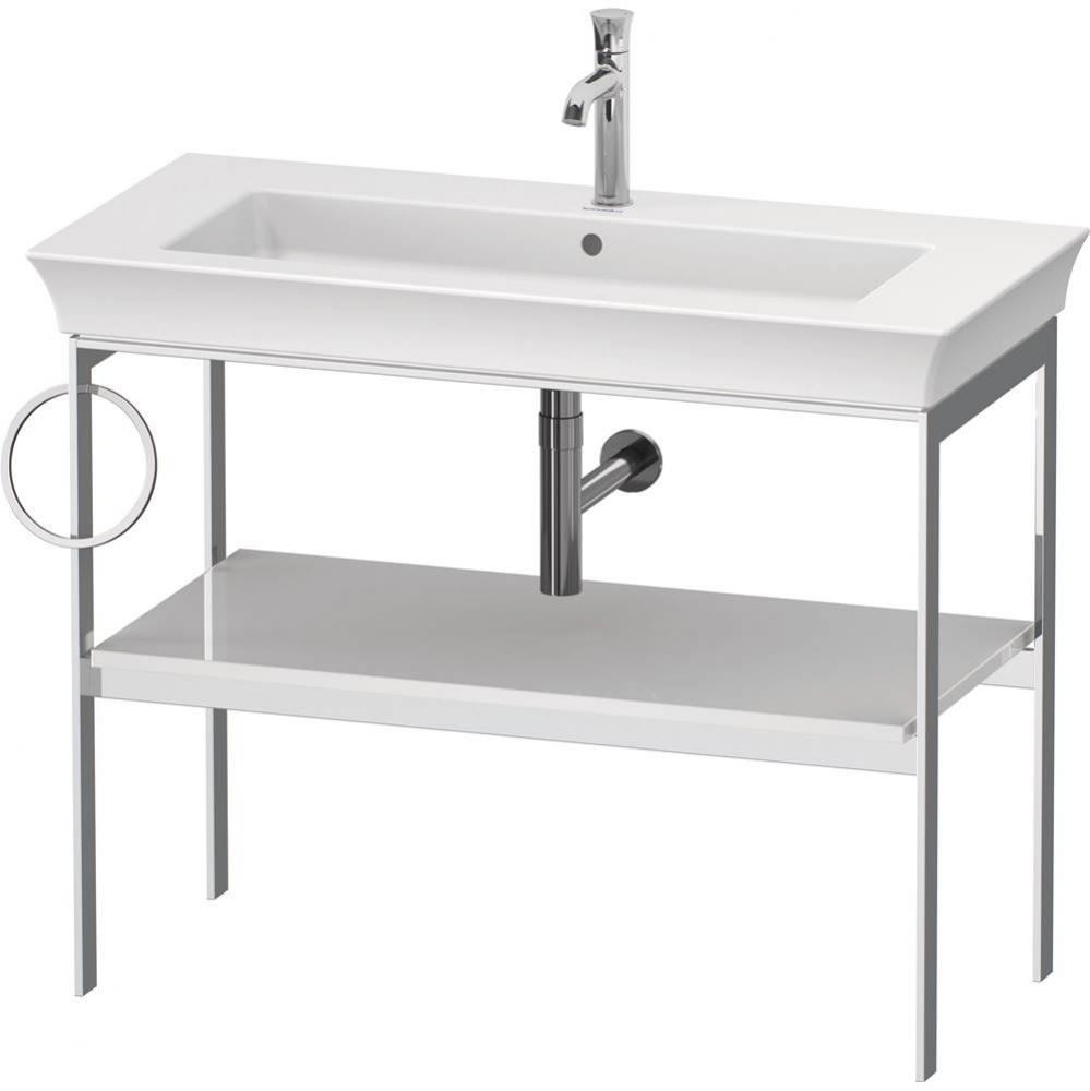 White Tulip Floorstanding Metal Console White High Gloss