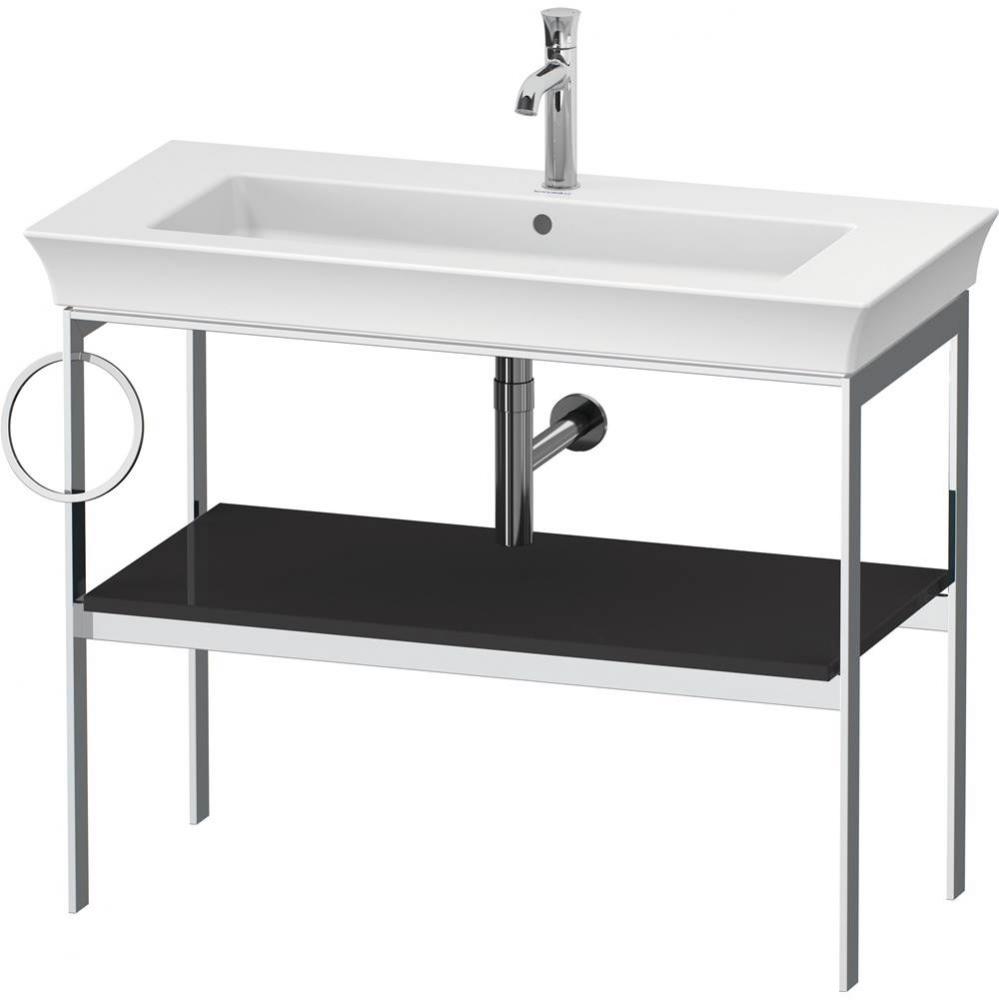 White Tulip Floorstanding Metal Console Graphite High Gloss