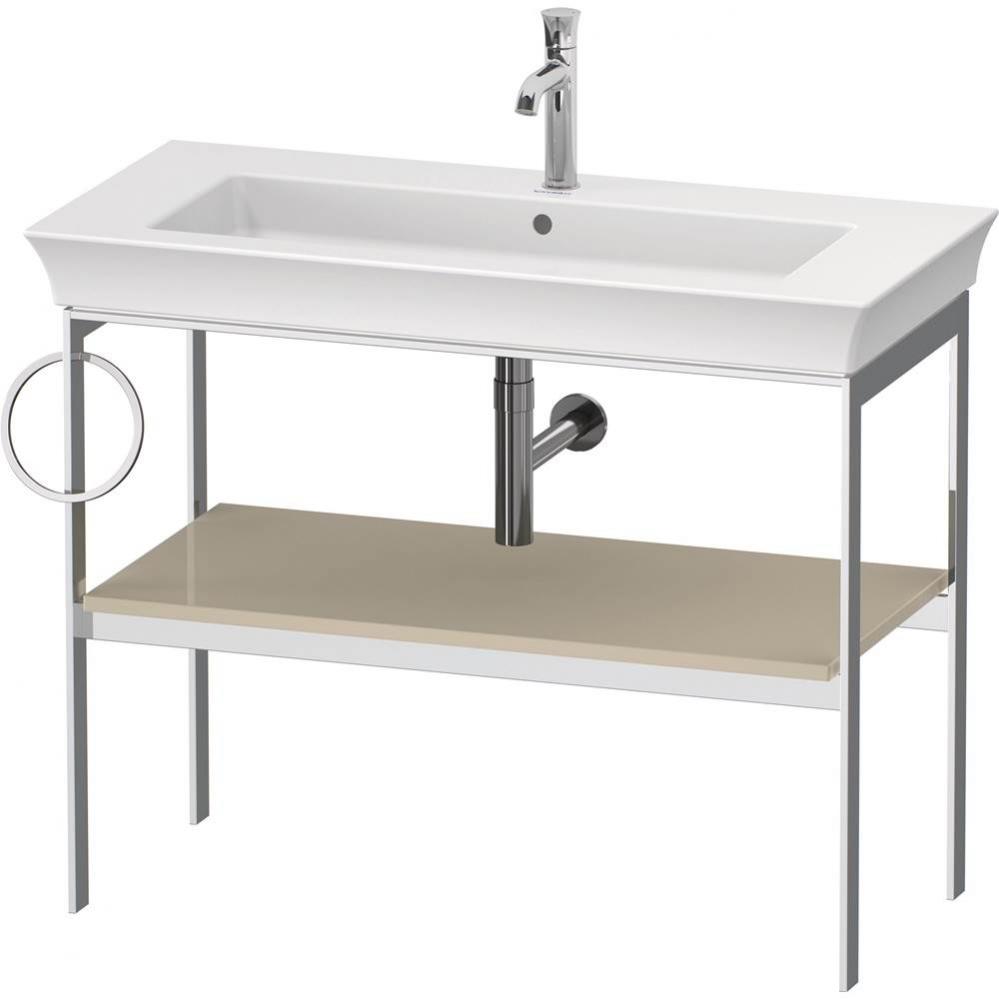 White Tulip Floorstanding Metal Console Taupe High Gloss