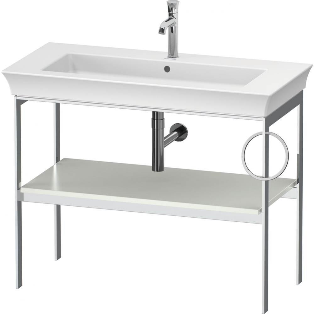 White Tulip Floorstanding Metal Console White Satin Matte