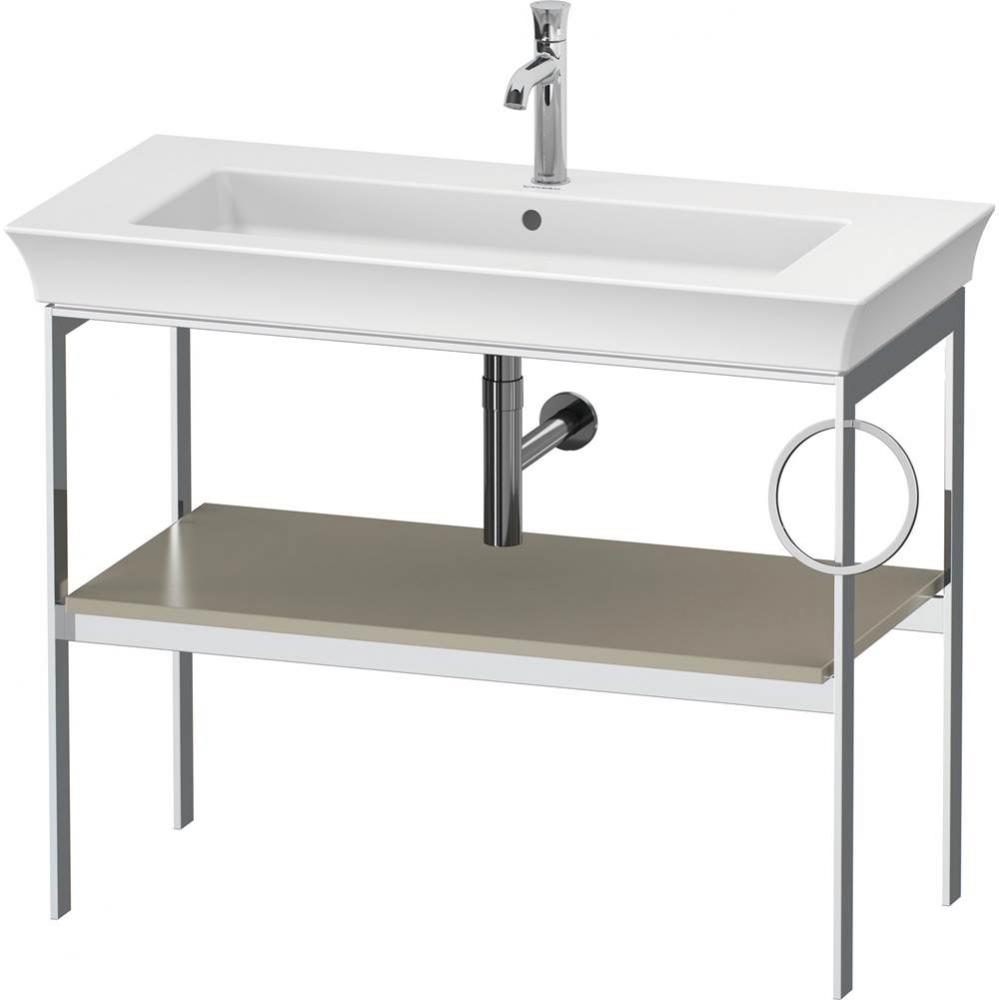 White Tulip Floorstanding Metal Console Taupe Satin Matte