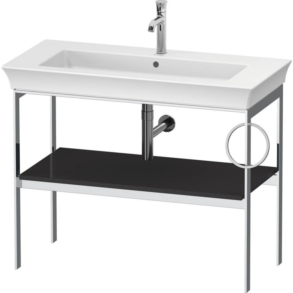 White Tulip Floorstanding Metal Console Graphite High Gloss