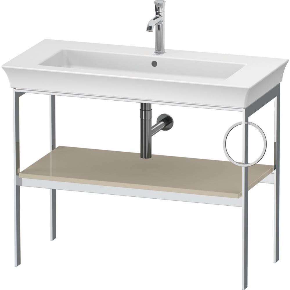 White Tulip Floorstanding Metal Console Taupe High Gloss