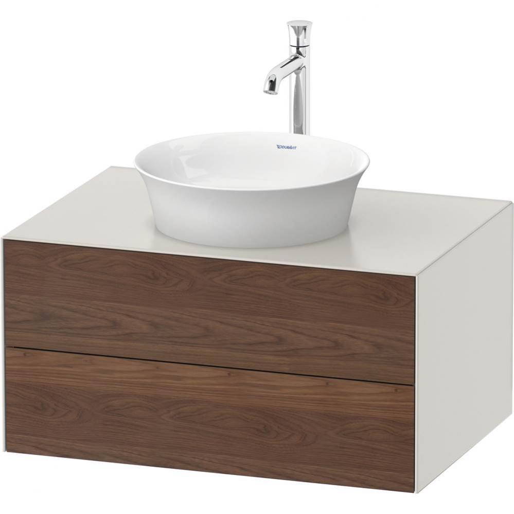 White Tulip Wall-Mounted Vanity Unit American Walnut Solid/Nordic White Satin Matte