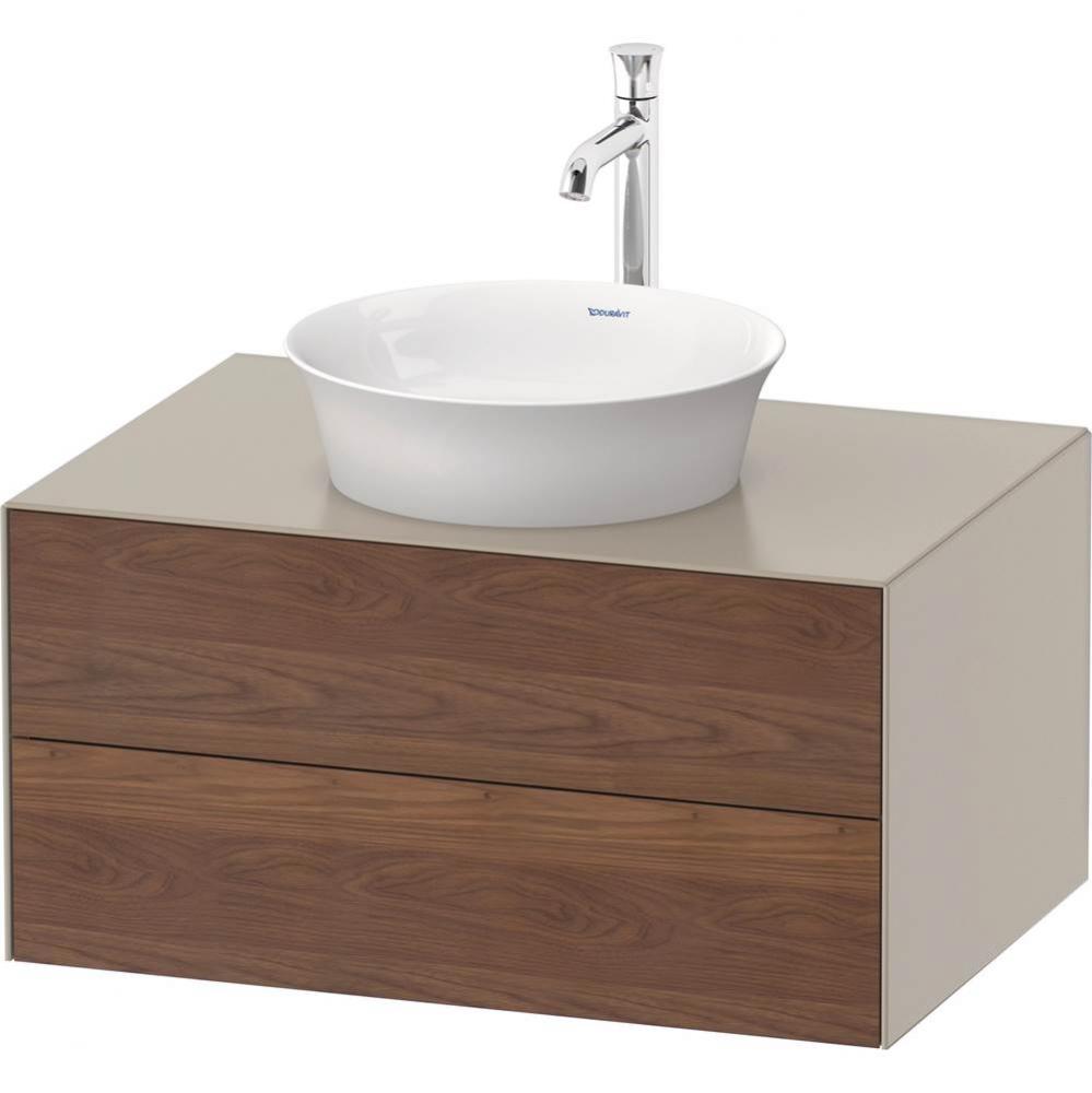 White Tulip Wall-Mounted Vanity Unit American Walnut Solid/Taupe Satin Matte