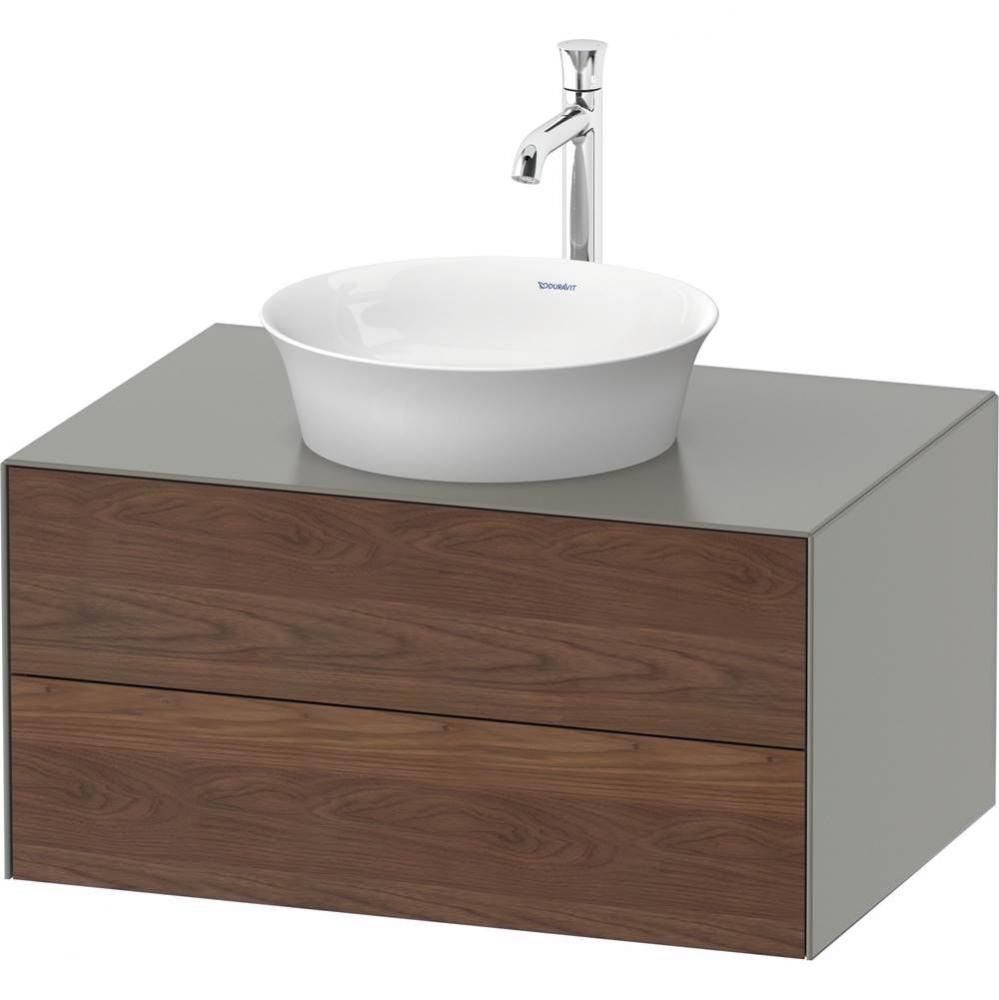 White Tulip Wall-Mounted Vanity Unit American Walnut Solid/Stone Gray Satin Matte