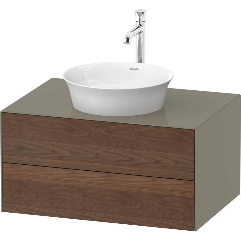 White Tulip Wall-Mounted Vanity Unit American Walnut Solid/Stone Gray High Gloss