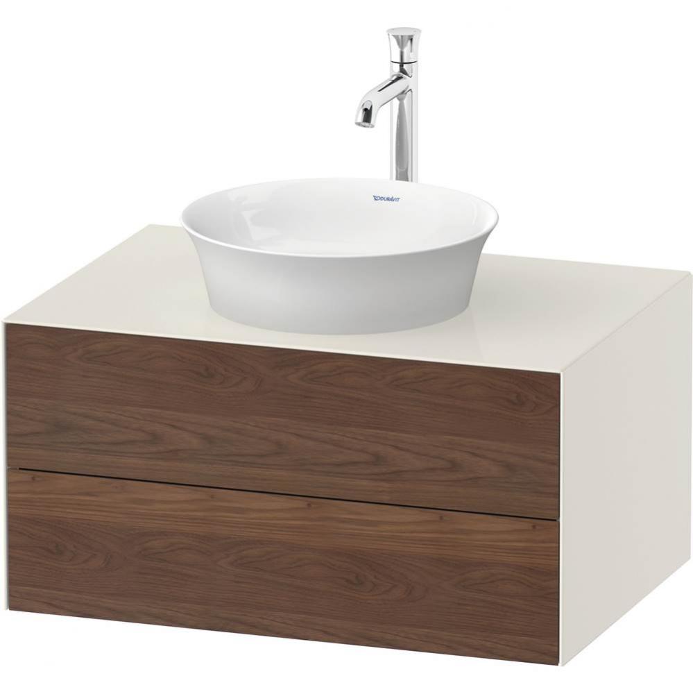 White Tulip Wall-Mounted Vanity Unit American Walnut Solid/Nordic White High Gloss