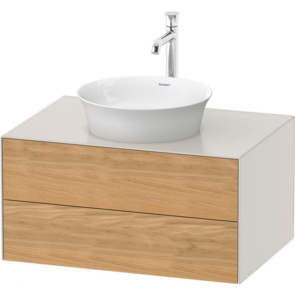 White Tulip Wall-Mounted Vanity Unit Natural Oak Solid/Nordic White Satin Matte