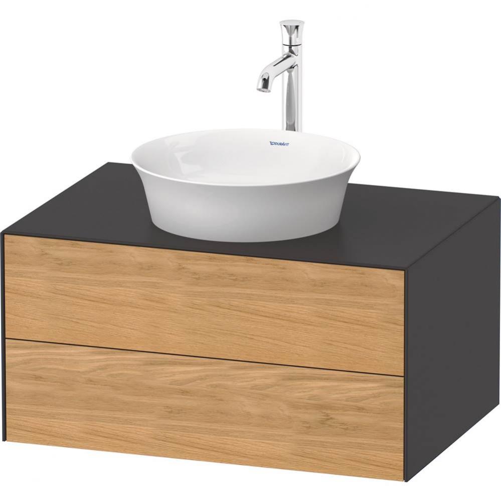 White Tulip Wall-Mounted Vanity Unit Natural Oak Solid/Graphite Satin Matte