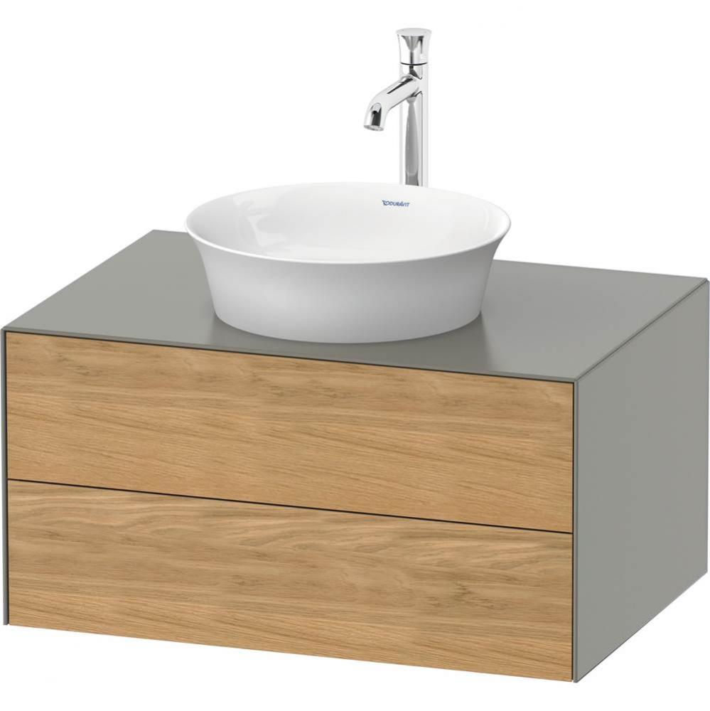 White Tulip Wall-Mounted Vanity Unit Natural Oak Solid/Stone Gray Satin Matte