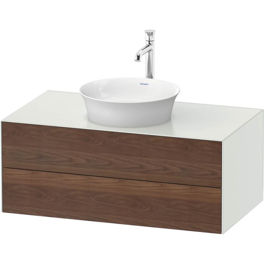 White Tulip Wall-Mounted Vanity Unit American Walnut Solid/White Satin Matte