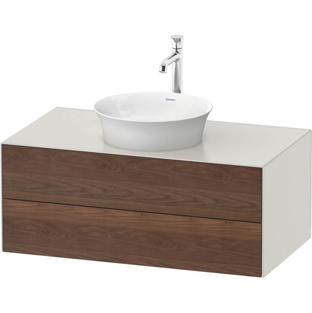 White Tulip Wall-Mounted Vanity Unit American Walnut Solid/Nordic White Satin Matte