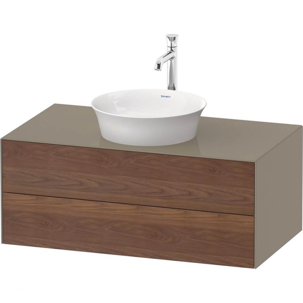 White Tulip Wall-Mounted Vanity Unit American Walnut Solid/Stone Gray High Gloss