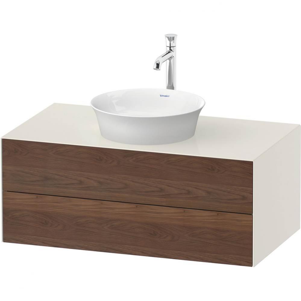 White Tulip Wall-Mounted Vanity Unit American Walnut Solid/Nordic White High Gloss