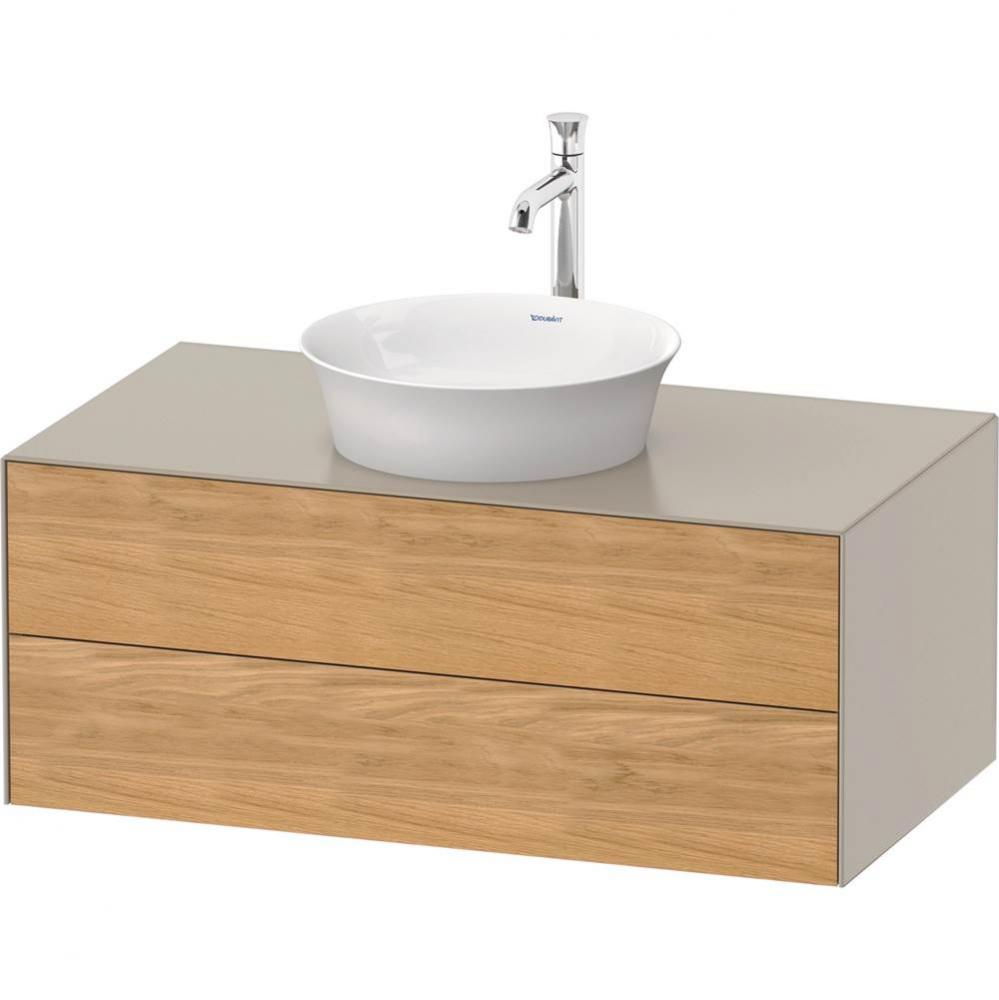 White Tulip Wall-Mounted Vanity Unit Natural Oak Solid/Taupe Satin Matte