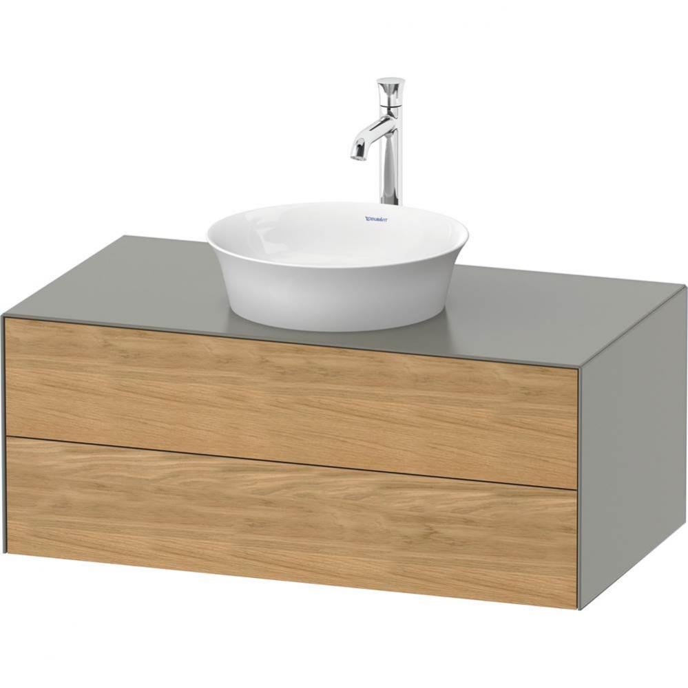 White Tulip Wall-Mounted Vanity Unit Natural Oak Solid/Stone Gray Satin Matte