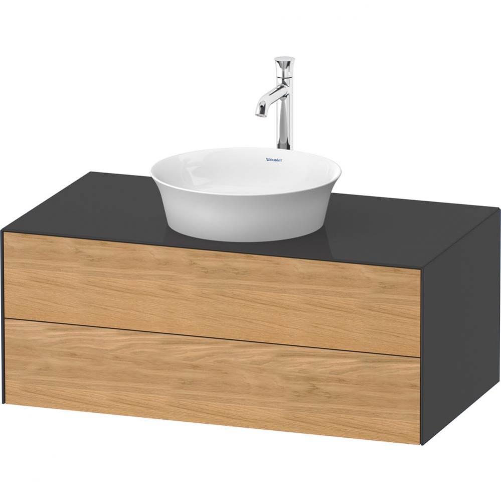 White Tulip Wall-Mounted Vanity Unit Natural Oak Solid/Graphite High Gloss