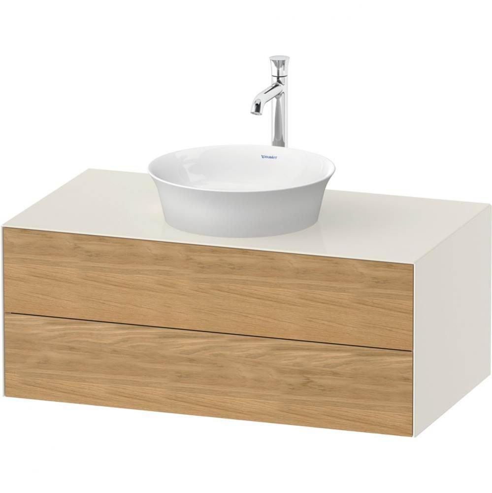 White Tulip Wall-Mounted Vanity Unit Natural Oak Solid/Nordic White High Gloss