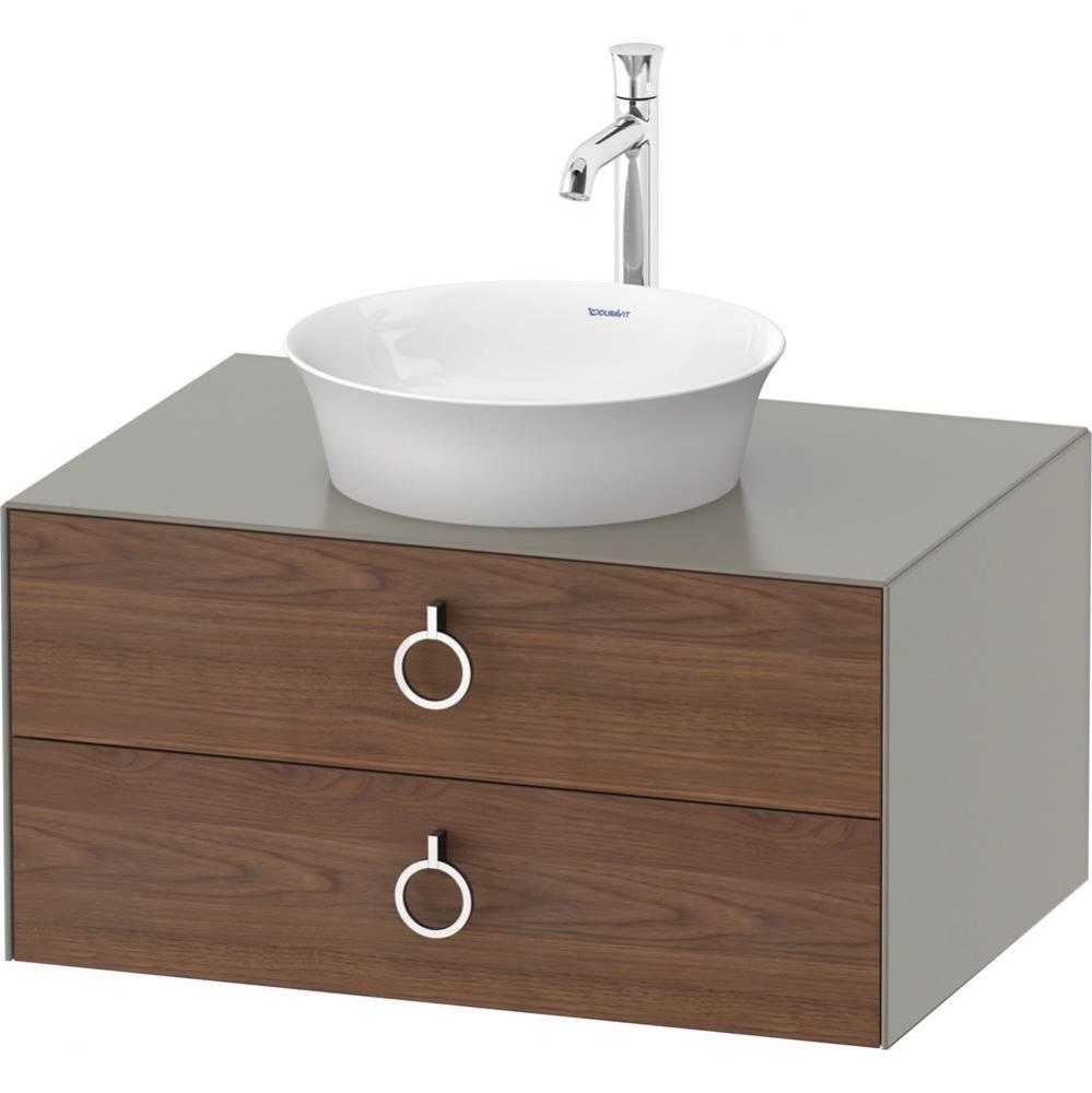 White Tulip Wall-Mounted Vanity Unit American Walnut Solid/Stone Gray Satin Matte