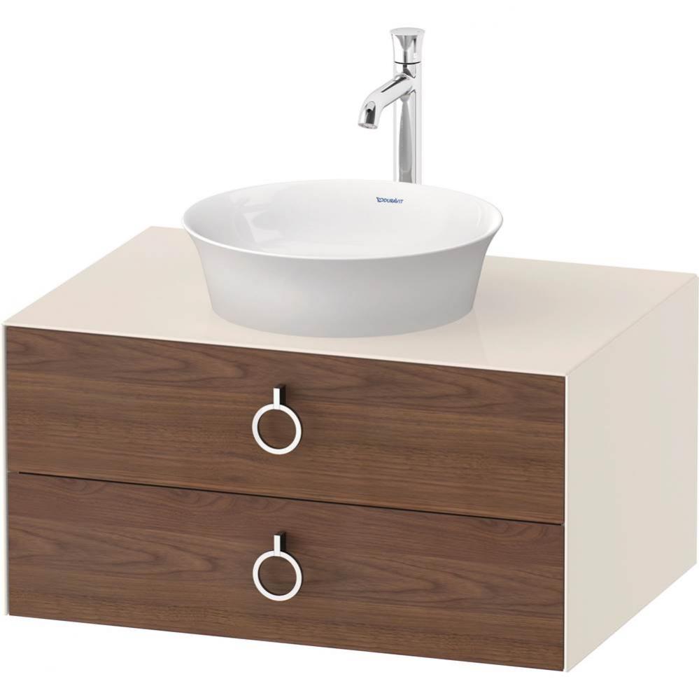 White Tulip Wall-Mounted Vanity Unit American Walnut Solid/Nordic White High Gloss