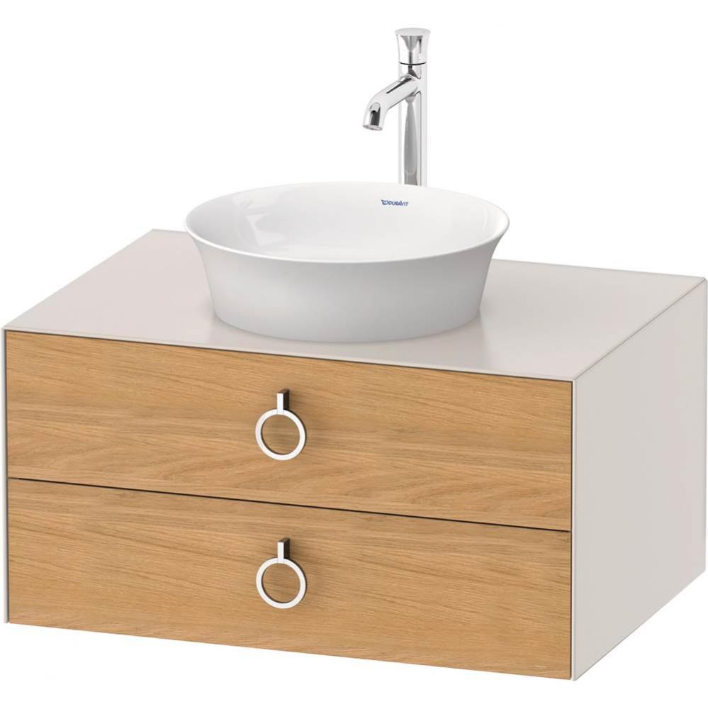 White Tulip Wall-Mounted Vanity Unit Natural Oak Solid/Nordic White Satin Matte