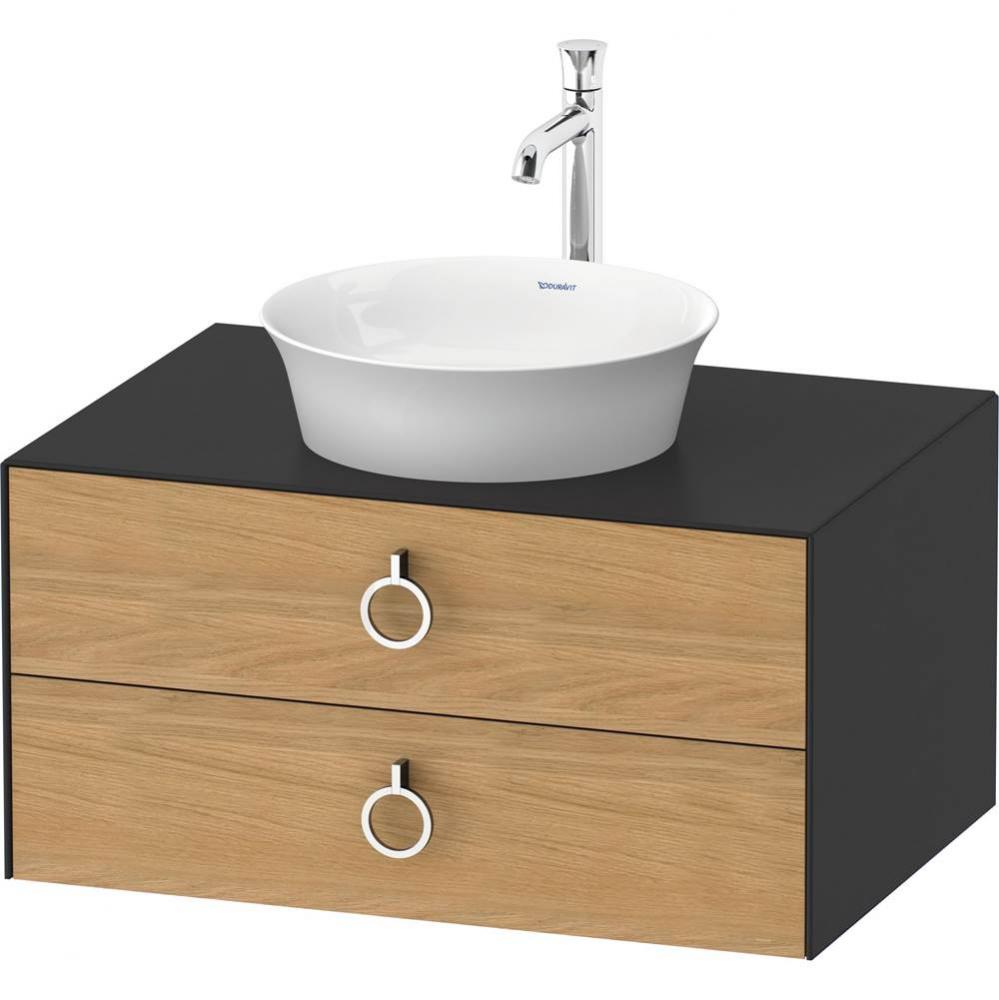 White Tulip Wall-Mounted Vanity Unit Natural Oak Solid/Graphite Satin Matte