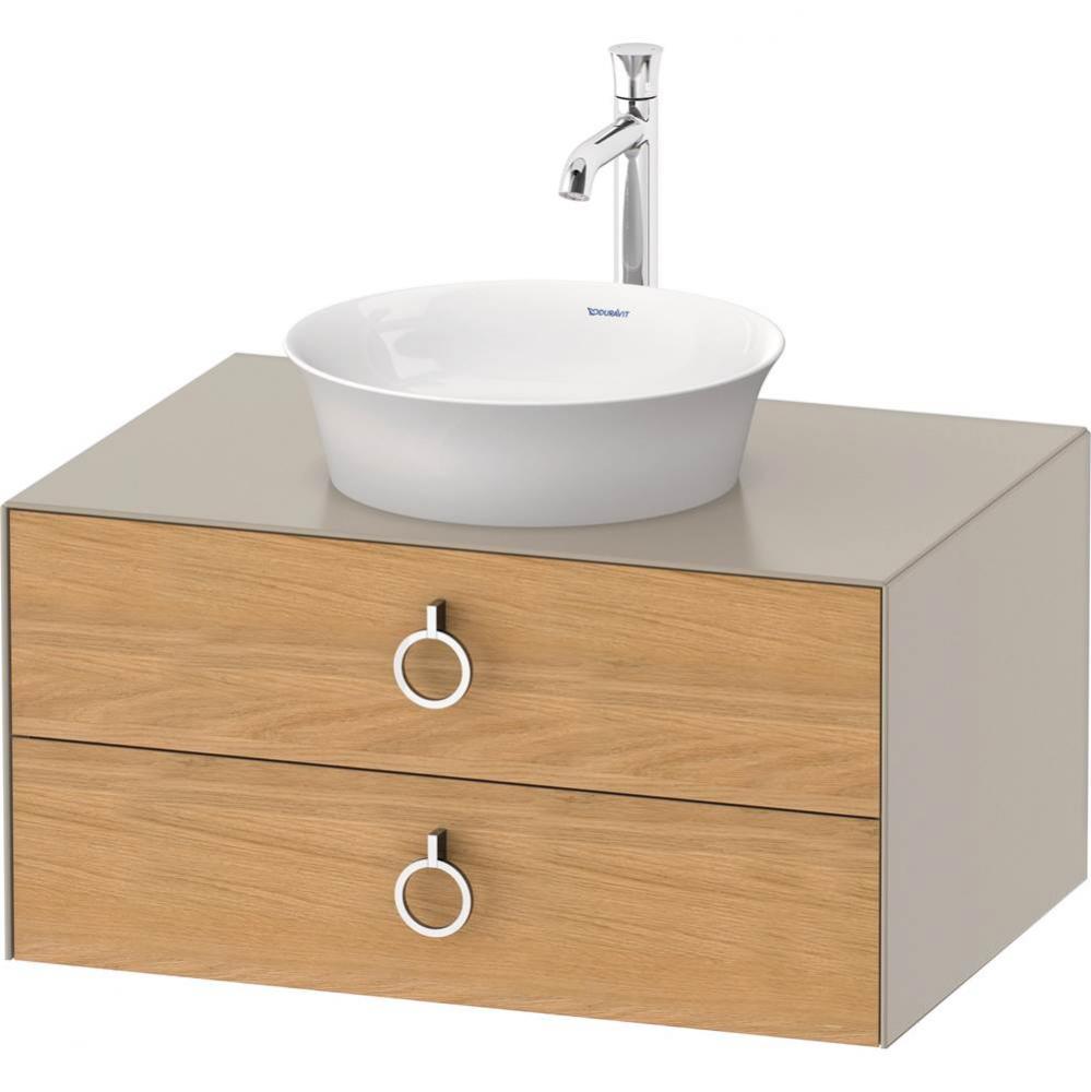 White Tulip Wall-Mounted Vanity Unit Natural Oak Solid/Taupe Satin Matte