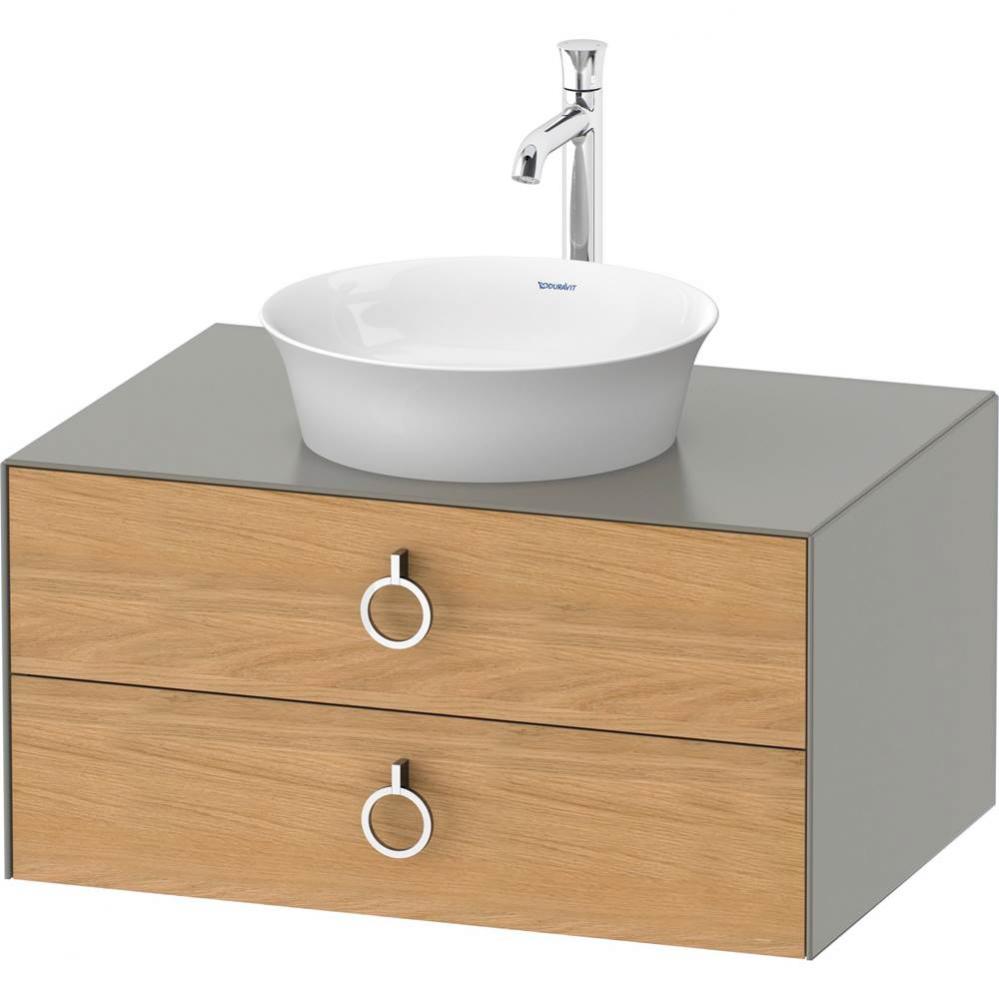 White Tulip Wall-Mounted Vanity Unit Natural Oak Solid/Stone Gray Satin Matte