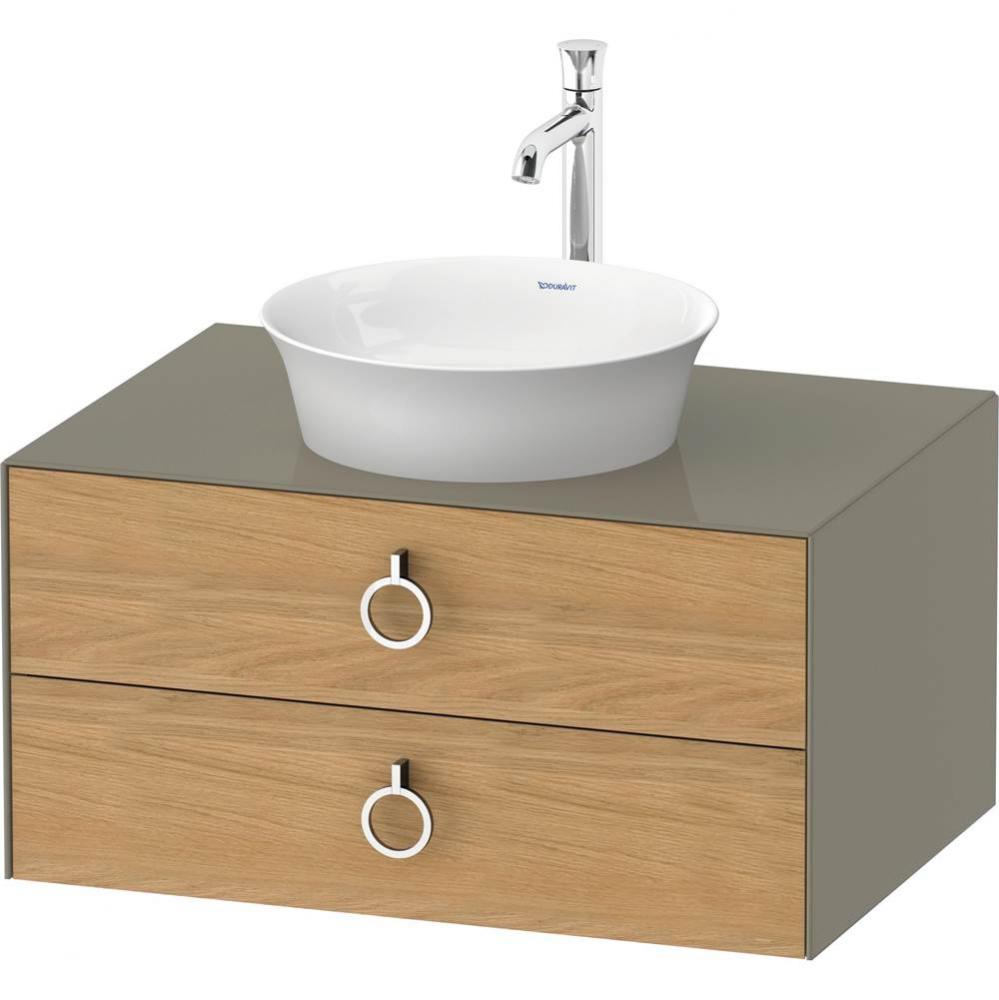 White Tulip Wall-Mounted Vanity Unit Natural Oak Solid/Stone Gray High Gloss