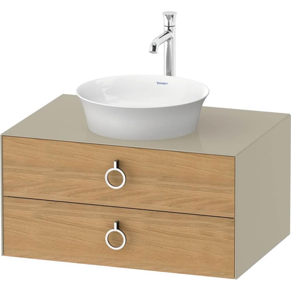 White Tulip Wall-Mounted Vanity Unit Natural Oak Solid/Taupe High Gloss