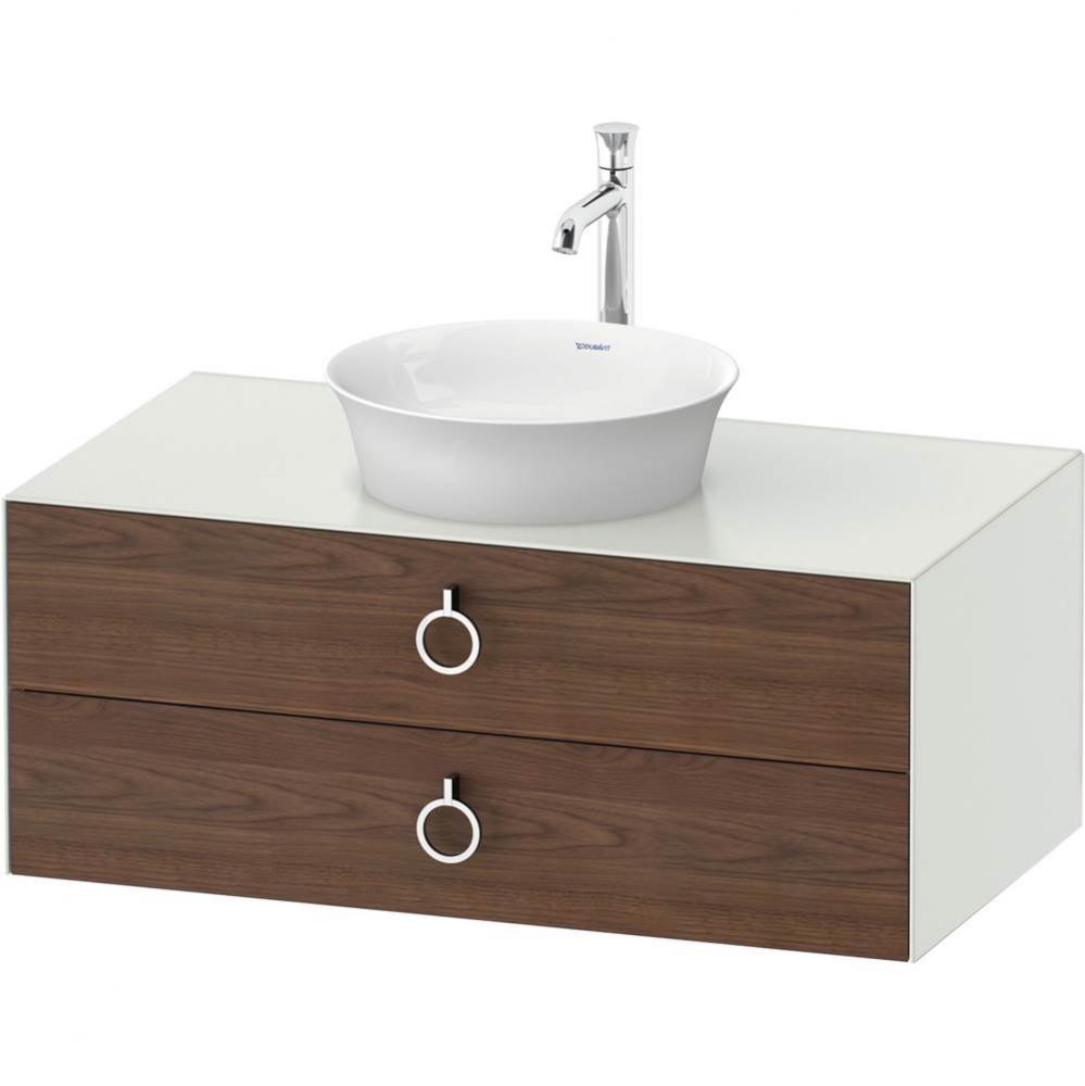 White Tulip Wall-Mounted Vanity Unit American Walnut Solid/White Satin Matte