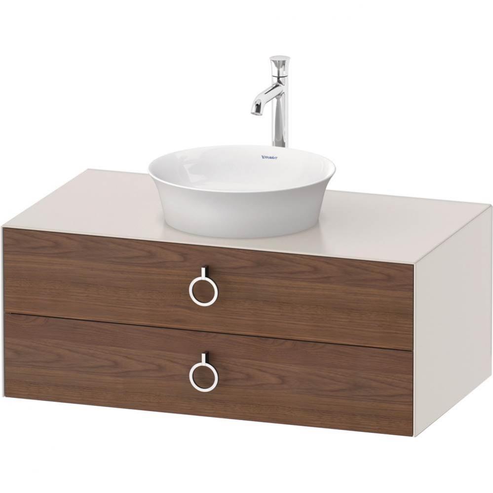 White Tulip Wall-Mounted Vanity Unit American Walnut Solid/Nordic White Satin Matte