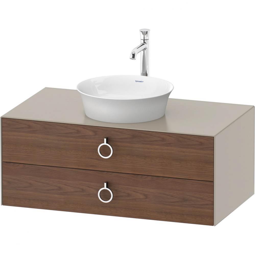 White Tulip Wall-Mounted Vanity Unit American Walnut Solid/Taupe Satin Matte