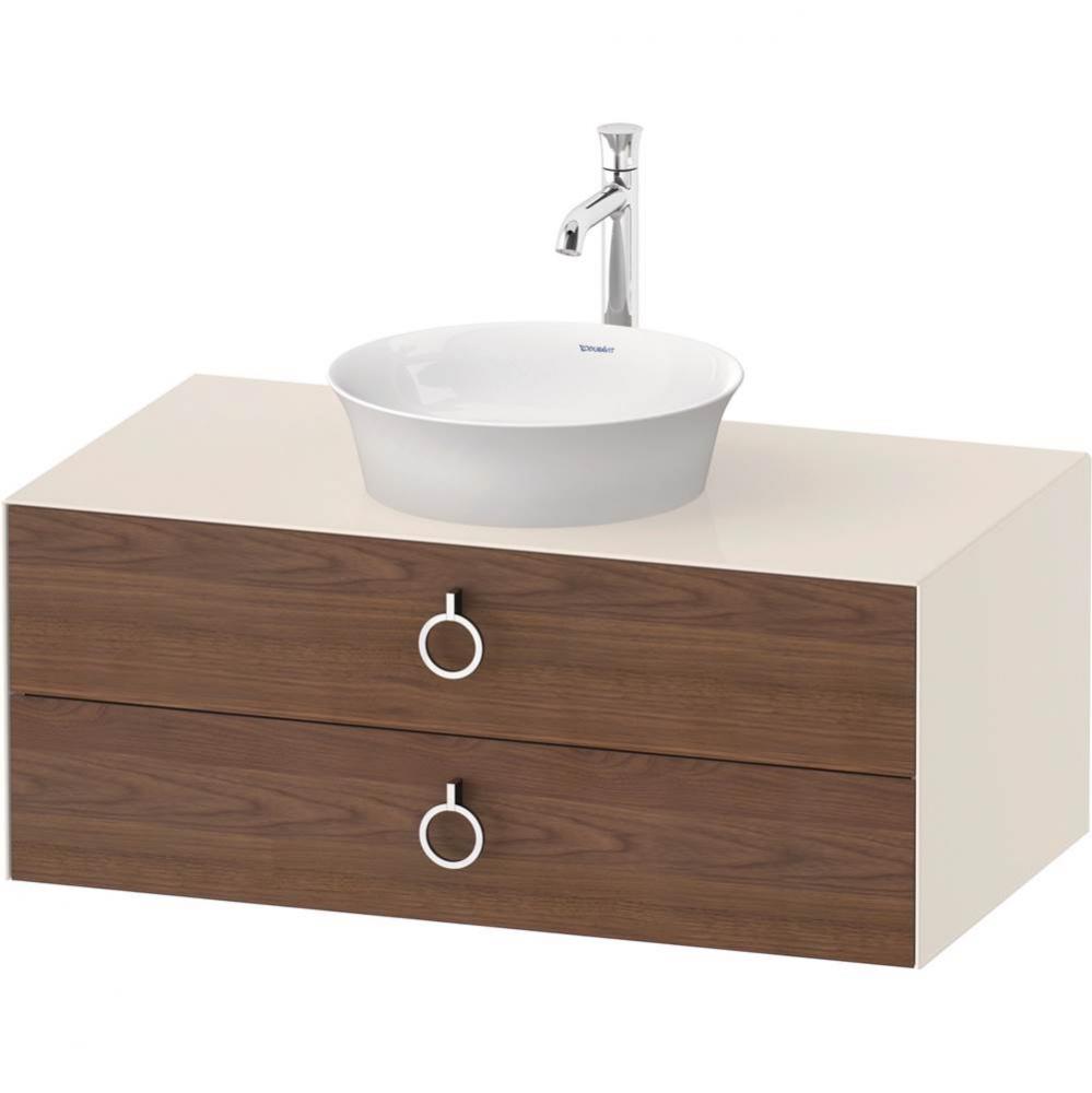 White Tulip Wall-Mounted Vanity Unit American Walnut Solid/Nordic White High Gloss